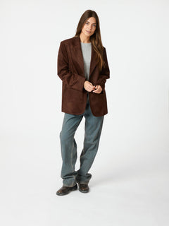 Namy Faux Suede Blazer - Brown