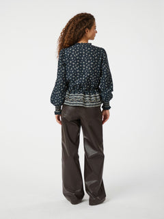 Ora Mini Border Blouse - Camel
