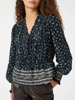 Ora Mini Border Blouse - Camel