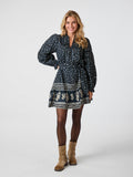 Siri Mini Border Print Dress - Camel