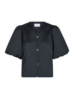 Aisa Dull Satin Blouse - Navy