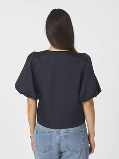Aisa Dull Satin Blouse - Navy
