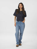 Aisa Dull Satin Blouse - Navy