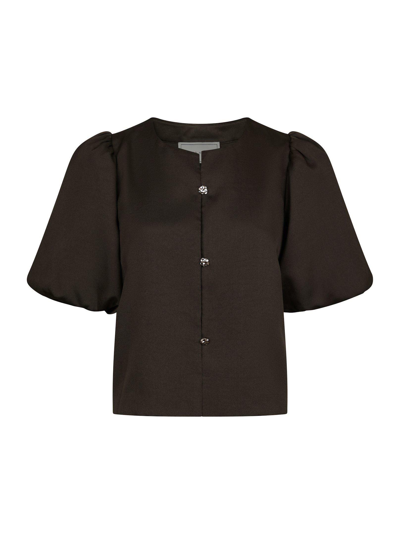 Aisa Dull Satin Blouse - Brown