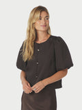 Aisa Dull Satin Blouse - Brown