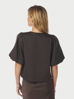 Aisa Dull Satin Blouse - Brown