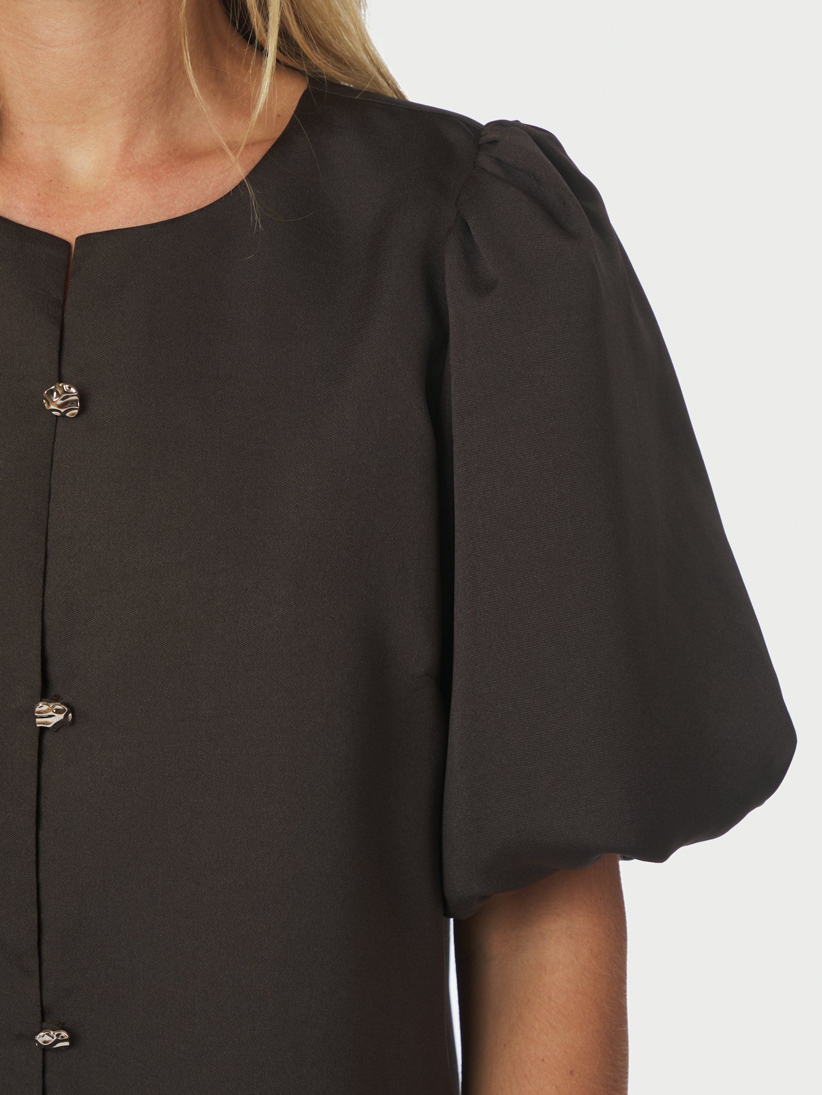 Aisa Dull Satin Blouse - Brown