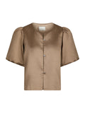 Aisa Dull Satin Blouse - Dark Taupe