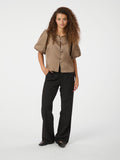 Aisa Dull Satin Blouse - Dark Taupe