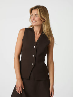 Sway Smooth Knit Waistcoat - Dark Brown
