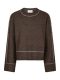 Roeme Knit Stitch Blouse - Brown Melange
