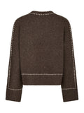 Roeme Knit Stitch Blouse - Brown Melange