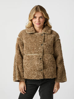 Castor Faux Fur Jacket - Taupe