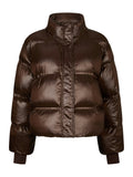 Rhea Shiny Puffer Jacket - Dark Brown