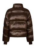Rhea Shiny Puffer Jacket - Dark Brown