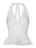 Ribbi Halter Neck Top - White