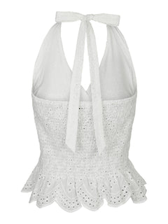 Ribbi Halter Neck Top - White