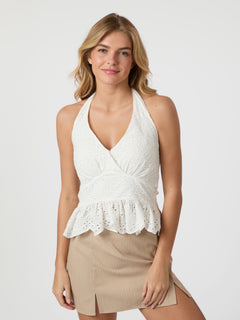 Ribbi Halter Neck Top - White