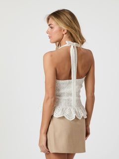 Ribbi Halter Neck Top - White