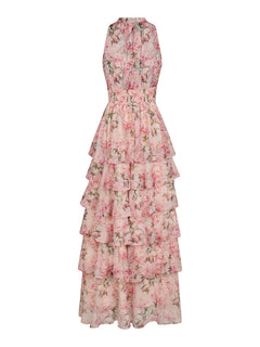 Marli Flower Chiffon Dress - Rose