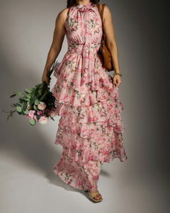 Marli Flower Chiffon Dress - Rose