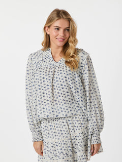 Nipoa Dot Flower Blouse - Blue