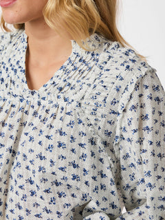 Nipoa Dot Flower Blouse - Blue