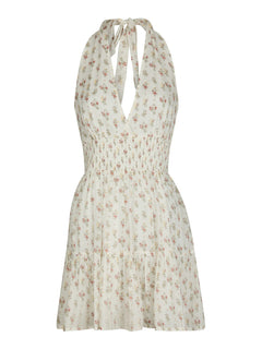 Magda Fine Print Dress - Creme