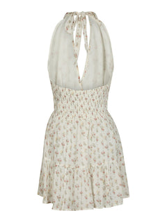 Magda Fine Print Dress - Creme
