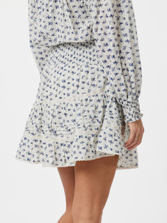 Alett Dot Flower Skirt - Blue