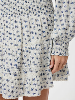 Alett Dot Flower Skirt - Blue