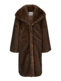 Stephanie Faux Fur Long Jacket - Brown