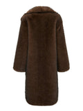 Stephanie Faux Fur Long Jacket - Brown
