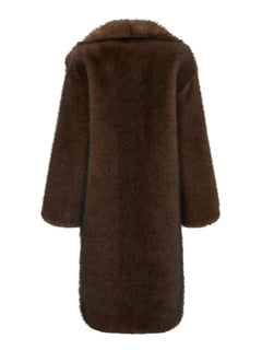 Stephanie Faux Fur Long Jacket - Brown