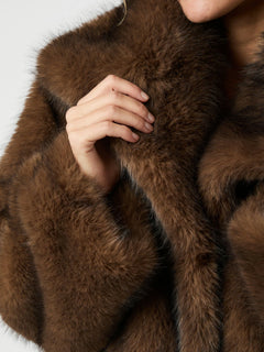 Stephanie Faux Fur Long Jacket - Brown