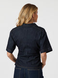 Spenda Denim Blouse - Dark Blue