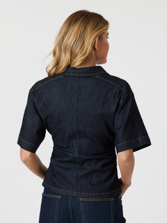 Spenda Denim Blouse - Dark Blue