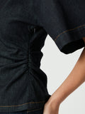 Spenda Denim Blouse - Dark Blue
