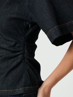 Spenda Denim Blouse - Dark Blue