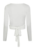 Nia Jersey Wrap Blouse - White