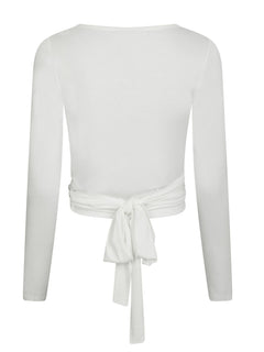Nia Jersey Wrap Blouse - White