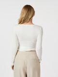 Nia Jersey Wrap Blouse - White