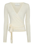 Nia Jersey Wrap Blouse - Ivory
