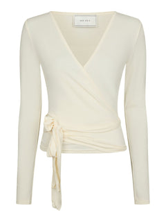Nia Jersey Wrap Blouse - Ivory