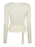 Nia Jersey Wrap Blouse - Ivory