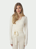 Nia Jersey Wrap Blouse - Ivory