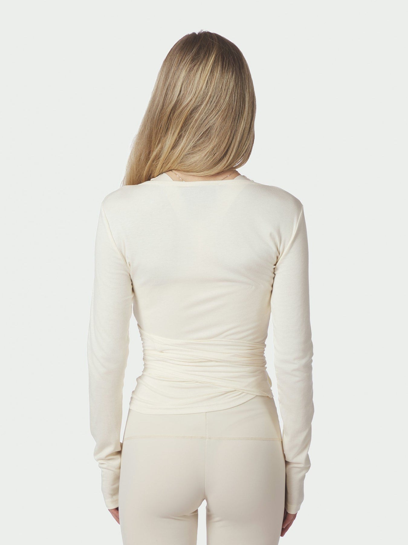 Nia Jersey Wrap Blouse - Ivory
