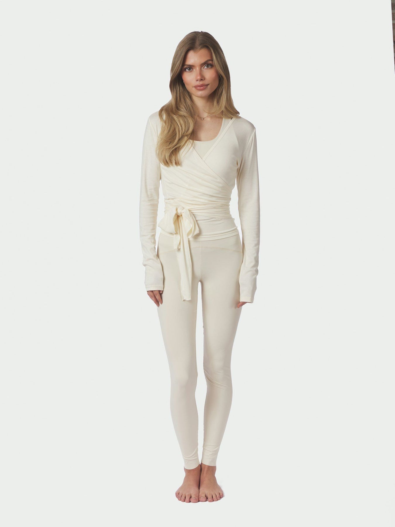 Nia Jersey Wrap Blouse - Ivory