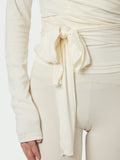 Nia Jersey Wrap Blouse - Ivory