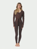 Nia Jersey Wrap Blouse - Chocolate Brown